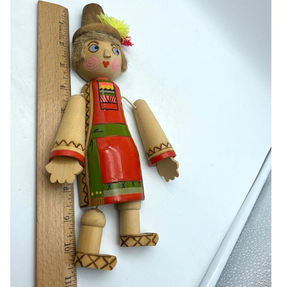 Vtg Beriozka‎ Russian Folk Art Hand Carved Wooden Articulated Doll Wall Hanging - Picture 6 of 6